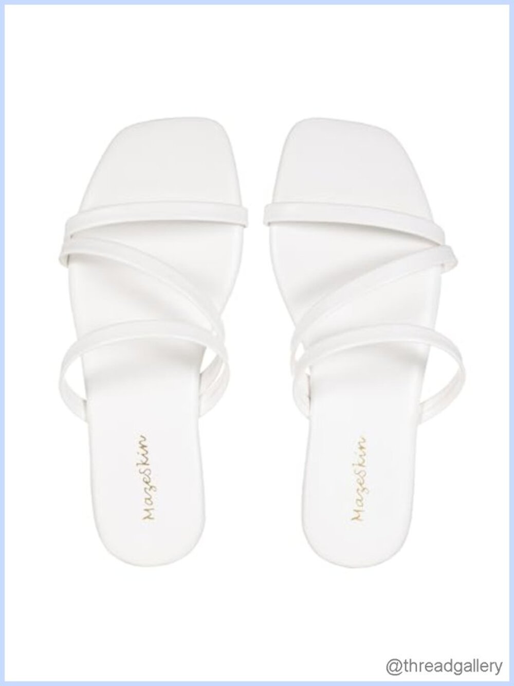 Vegan Leather Strappy Flat Slide Sandals Memory Foam Square Toe Slip On